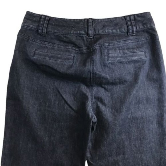 Ann Taylor LOFT Dark Wash Denim 70s Inspired Front Pocket Wide Leg Jeans Size 10 - Picture 4 of 7